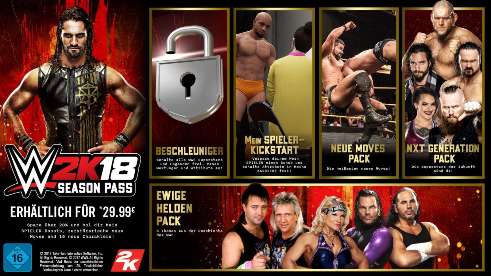 2K kündigt Season Pass und weitere DLC-Angebote für WWE® 2K18 an